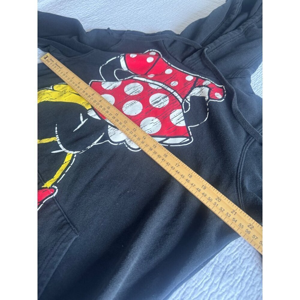 DISNEY Parks Minnie Mouse Pullover Womens Hoodie Sweatshirt Bow Ears SZ XL Black - Picture 4 of 9